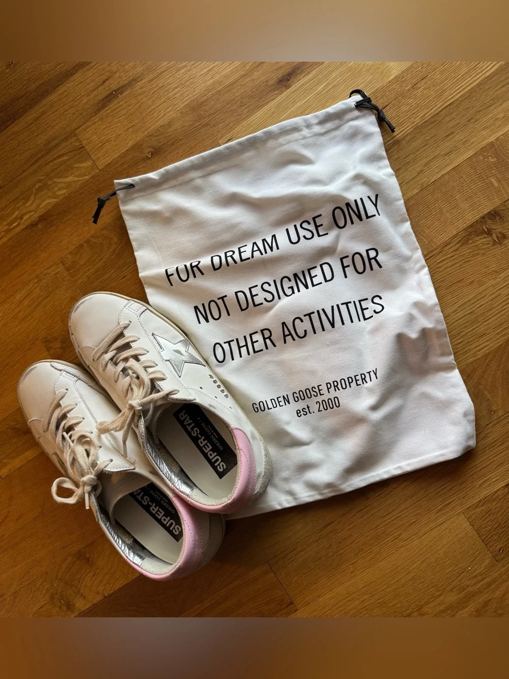 Golden Goose Super-Star White Leather Sneakers Pink and Silver Accents Sz 40 - Picture 11 of 16